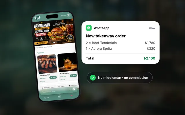 Takeaway: the basket on a guest's phone and ordering via WhatsApp