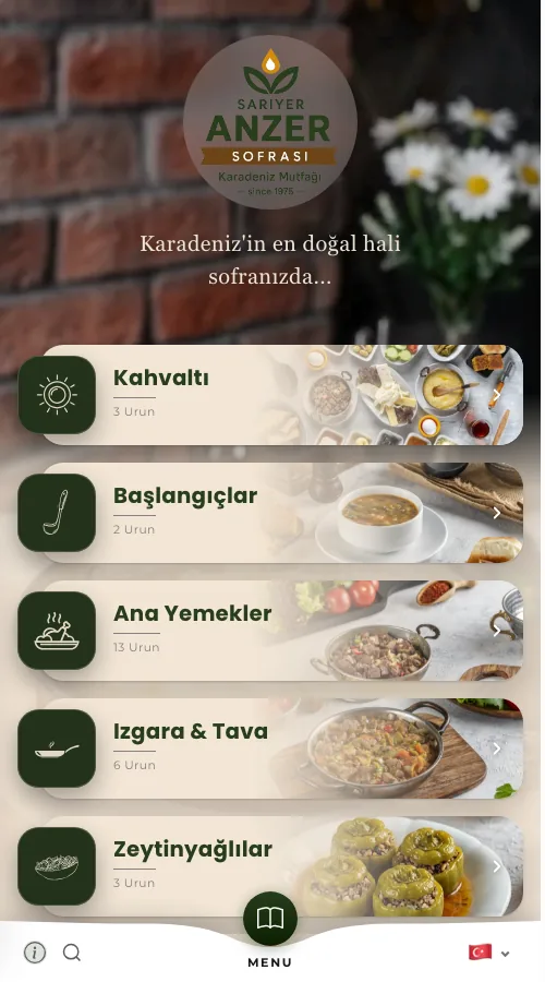 Anzer Sofrası — menu design