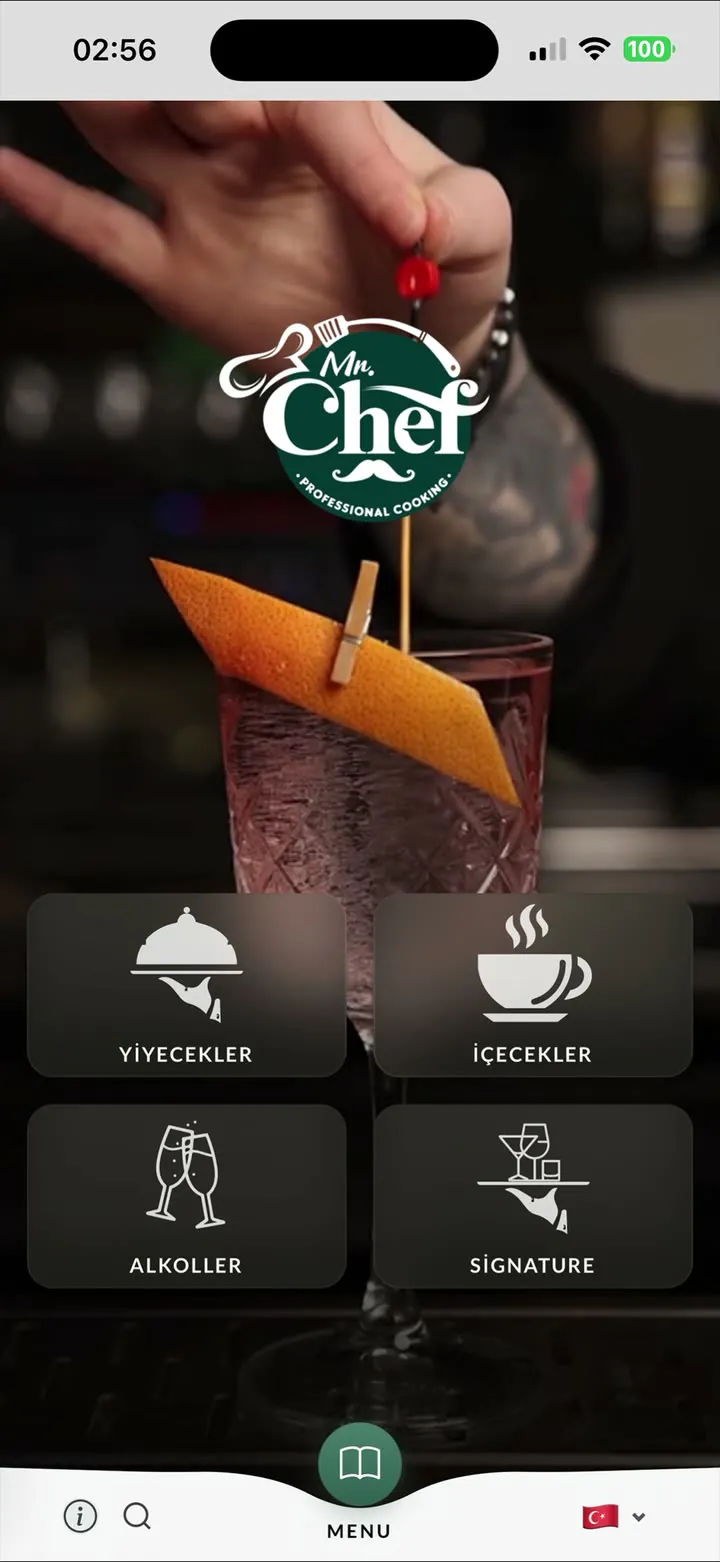 QrMenum ile hazırlanmış bir restoran menüsü: kategoriler, ürün fotoğrafları, kalori ve alerjen bilgisi