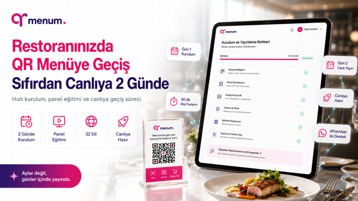 Restoranınızda QR Menüye Geçiş: Sıfırdan Canlıya 2 Günde Adım Adım